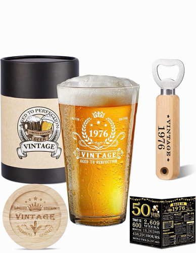 1976 vintage pint beer glass - 1976,