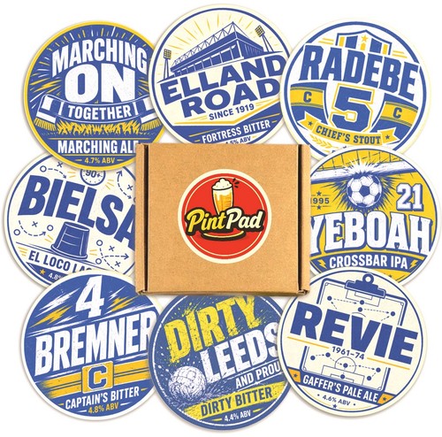 Leeds football beer mats - football,