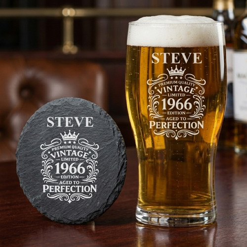 Vintage 1966 engraved pint - vintage,